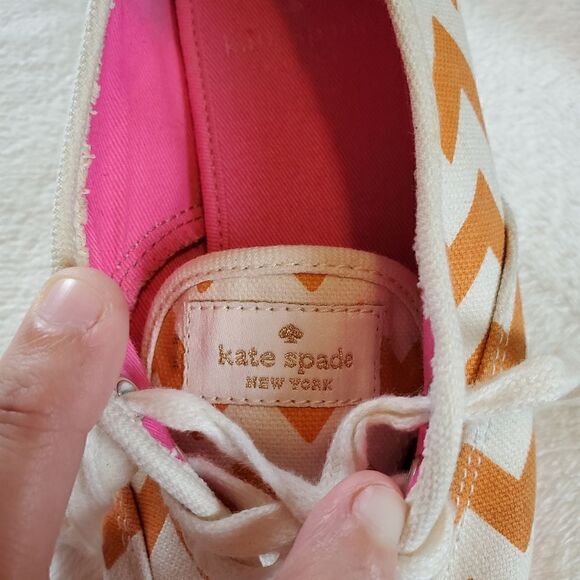 Kate Spade Keds Orange Chevron Sneakers - Picture 7 of 7